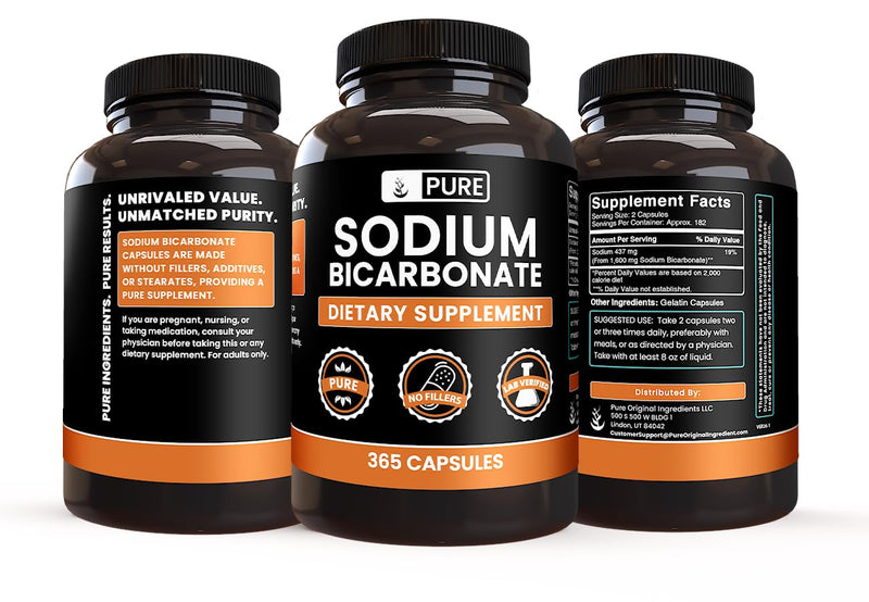 Pure Original Ingredients Sodium Bicarbonate (365 Capsules) No Magnesium Or Rice Fillers, Always Pure, Lab Verified