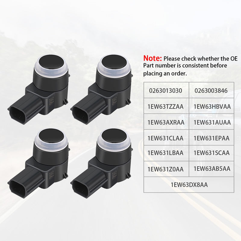 4 PCS PDC Parking Assist Sensor - Compatible with Dodge Journey, Durango, Ram 1500 2500 3500, Jeep Commander, Liberty, Grand Cherokee - Replace 1EW63TZZAA - Reverse Backup Parking Sensor