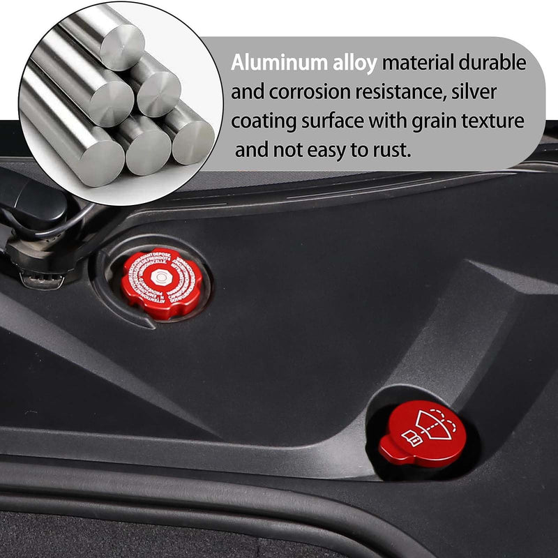 Aluminium Alloy Engine Oil Cap Radiator Cap Washer Cap Brake Fluid Cap Cover Trim Compatible with Chevrolet Corvette C8 2020-2023, Engine Cap Cover Set C8 Accessories 4PCS (Aluminum - Red) Aluminum - Red