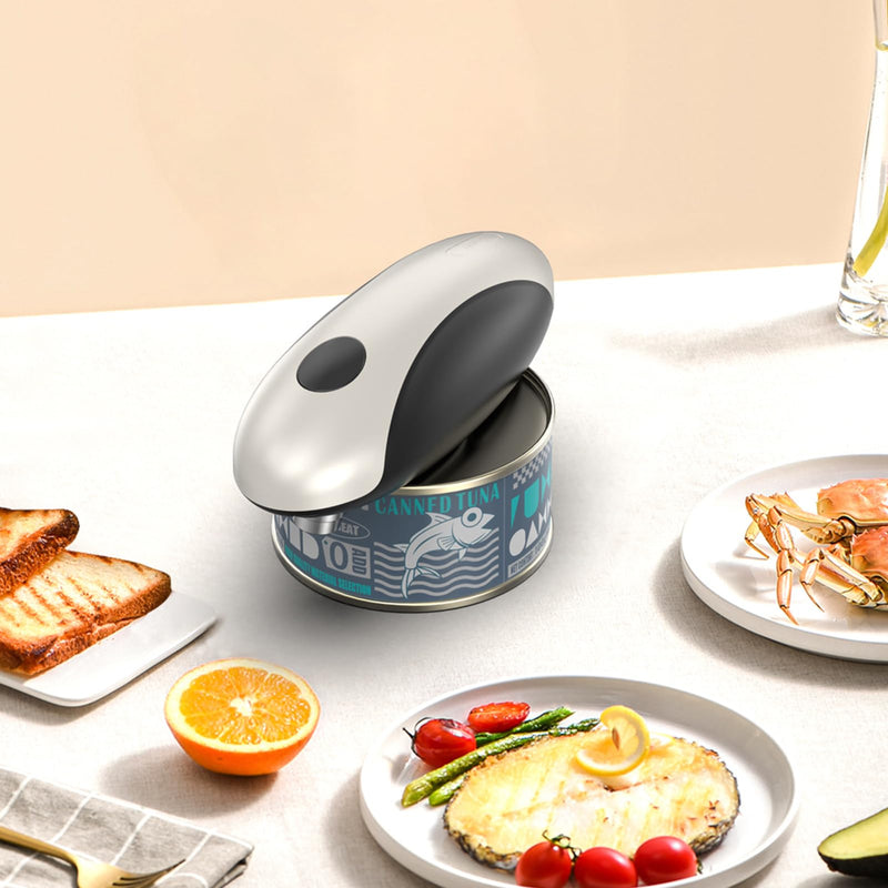 Electric Can Opener, One Touch Rechargeable Can Opener Electric with Smooth Edges Hand-free Automatic Can Opener for Almost Any Size Can, Ideal Kitchen Gadget for Seniors,Children and Arthritic