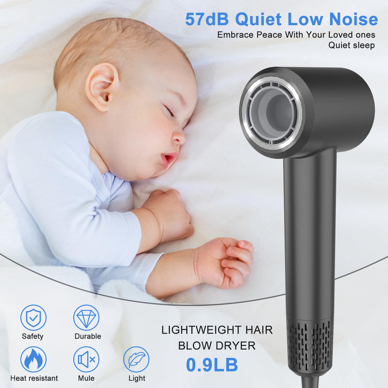 [AUSTRALIA] - SZO Professional Hair Dryer Ionic Hairdryer 400 Million Negative 110, 000 RPM High Speed Brushless Motor Blow Dryer for 2min Fast Drying Salon 57dB Low Noise Travel Hairdryers for Women and Men