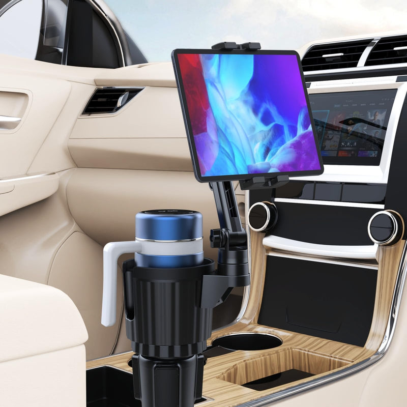 Tablet Holder For Car, ipad Car Mount With Adjustable Arm,Compatible With Tablet iPhone 3''-11'' iPad Pro Air Mini, Fire, iPhone 15, Galaxy S24 Z Fold 5,Car Cup Holder For Bottles Up To 4'' Diameter