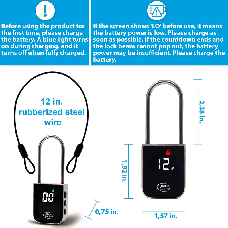 Metal Timer Lock - Smart Padlock for Kitchen Cabinets, Timed Out Keyless Pad Lock, Electronic Time Locking Lock for Cell Phones, Snack, Liquor, Game Consoles & Other Unwanted Temptations Silver