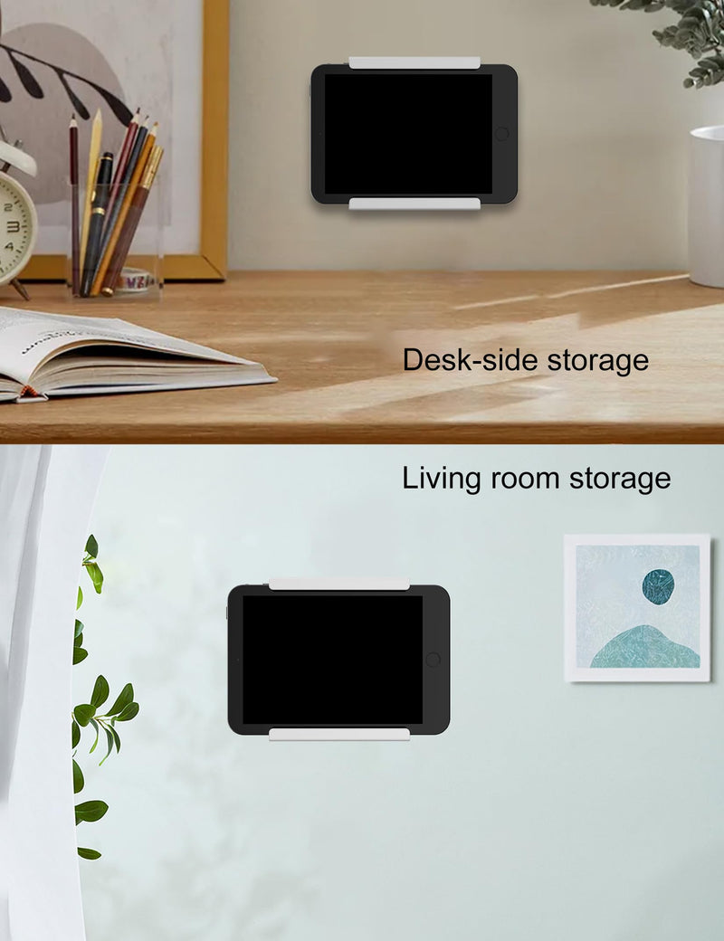 Wall Mount for ipad Tablet Wall Holder Compatible with Kindle/E-Reader Phone Wall Mount Fit for Use in Kitchen/Bathroom/Study Room (White) White