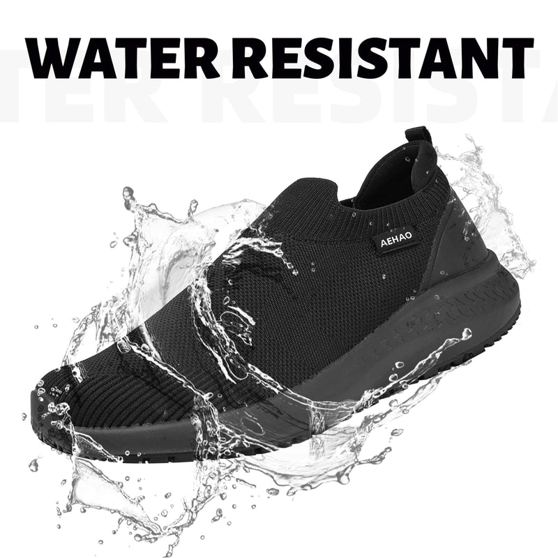 Women's Non Slip Work Shoes Food Service Waterproof Slip-Resistant Chef Shoe for Kitchen Restaurant Hospital Staff Lightweight Walking Sneakers with Easy-Clean Slip-On Design 7 All Black