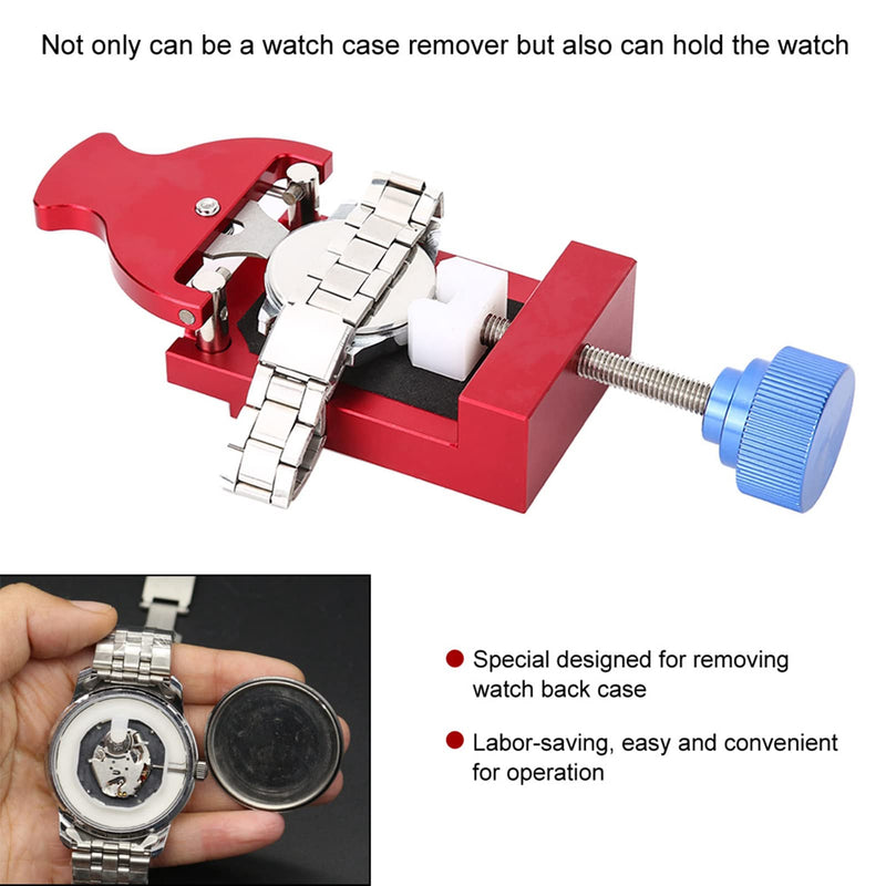 Watch Bezel Removal Tool, Watch Case Opener, Metal Watch Back Cover Opener Adjustable, Watch Back Remover Tool Professional, Watch Repairing Tool (Red Case Remover & Holder)