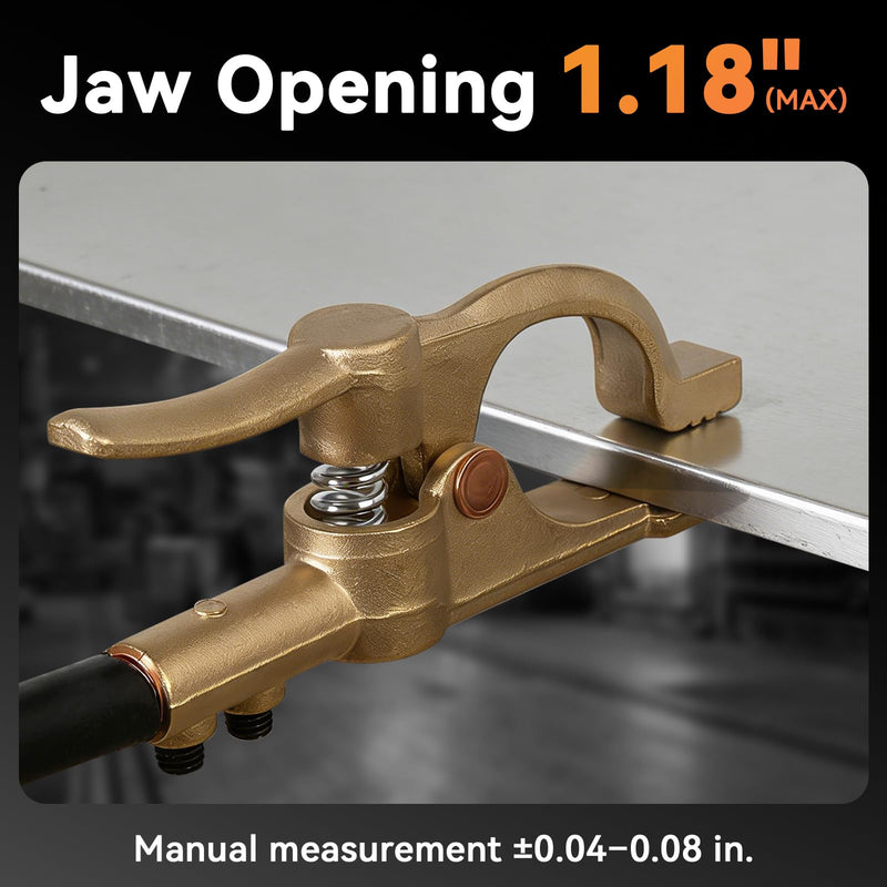 300 Amp Brass Welding Ground Clamp, 2-Pack Heavy Duty Earth Clamp with D-Shaped Serrated Jaws, Fits 1/0–2/0 AWG (50–70 mm²) Welding Cables
