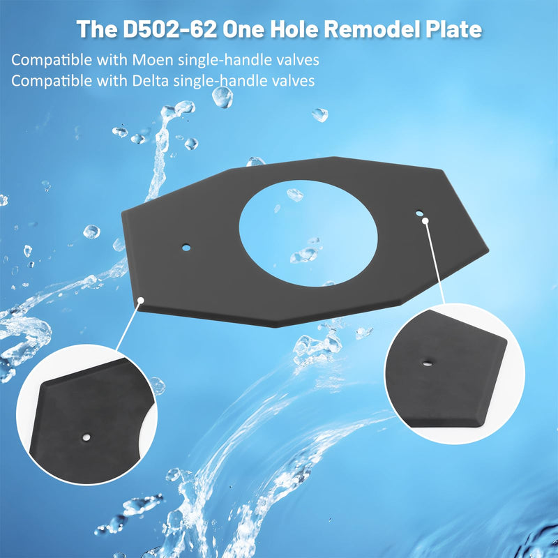 One-Hole-Remodel-Cover-Plate Replace 2 Handle or 3 Handle Shower（1-Pack） Black 1 Pcs
