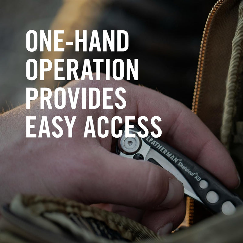 Leatherman, Skeletool KB Pocketknife with Straight Edge, Stainless Steel Blade and Bottle Opener, Onyx Black