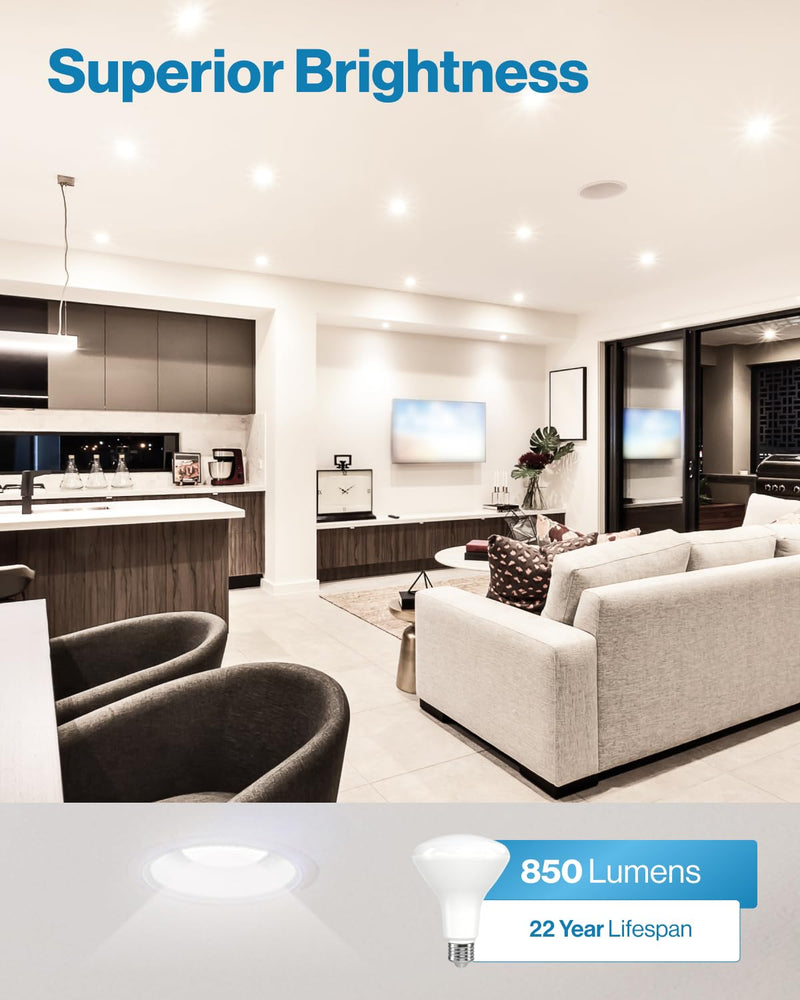 Sunco 10 Pack BR30 LED Bulbs Indoor Flood Lights 11W Equivalent 90W, 3000K Warm White, 850 Lumens, E26 Base, 25,000 Lifetime Hours, Interior Dimmable Recessed Can Light Bulbs - UL & Energy Star. 10 Count (Pack of 1) White 3k