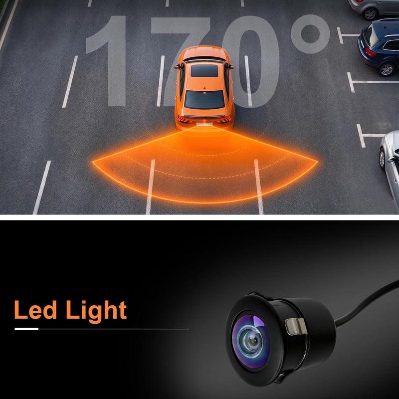 Backup Camera with Clear Night Vision,Rear Front Camera Flush Mount 170° Wide Angle IP68K Waterproof AHD Reverse Camera for Car Truck SUV RV