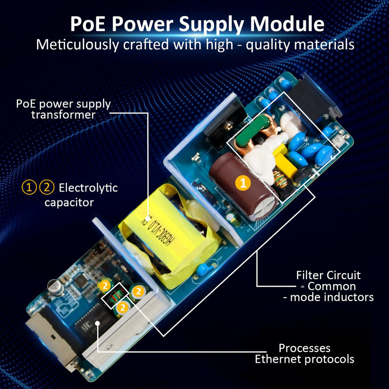 PoE++ Injector 2.5Gb 90W 55V, Transmit Network Data and Supply Power, 802.3af/at/bt Compliant, Plug & Play, Up to 100m(328 ft), Suitable for PTZ HD IP Cameras with Heaters/POS Machine/AP