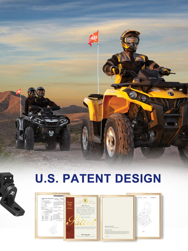 Whip Light Mounts for ATV, Quad Light Mounts Fit 0.875", 1", 1.125" Rack Bars and Bandlebars, Adjustable Mount Made of Alloy Aluminum, Easy Installation (2 pcs Black)