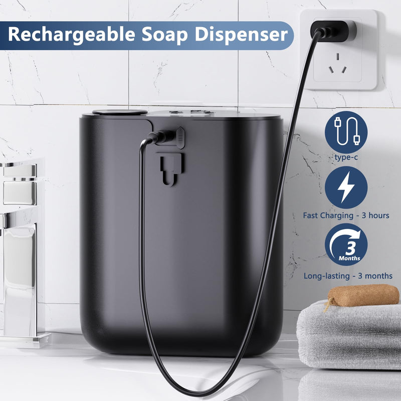  [AUSTRALIA] - Automatic Soap Dispenser,9 Levels Dish Soap Dispenser for Kitchen,Touchless Liquid Hand Soap Dispenser for Bathroom,16.9oz/500ml,1200mah Rechargeable,Wall Mount & Countertop