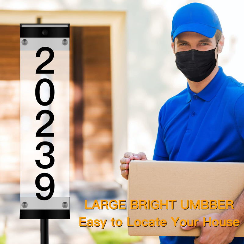 Solar House Numbers for Outside, GOSUNWEY Solar Address Signs for Yard with Stakes Waterproof Lighted House Number Sign, Solar Powered LED Address Plaque Solar House Numbers for House Mailbox Street 1 Pack