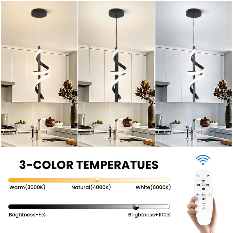 CANEOE Black Pendant Light Fixtures, Dimmable Modern LED Pendant Lights for Kitchen Island, Small Kitchen Island Pendant Lighting for Dining Room Bar Living Room Bedroom Hanging Light Fixtures,1 Pack Black,Dimmable