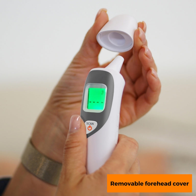 MOBI Connect Ear and Forehead Thermometer with Fever Indicating Light, Infant and Adult Mode, Smart App Integration, Batteries and Carrying Case Included