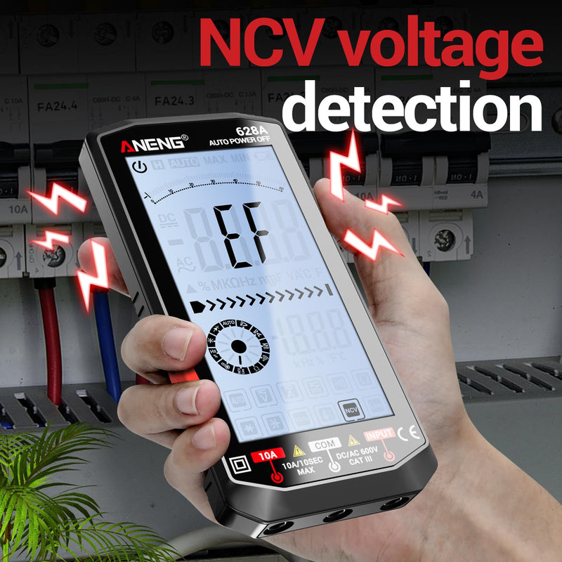 ANENG Multimeter,Digital Voltmeter Tester,TRMS 6000 Counts Rechargeable Meter Measures AC/DC Voltage,Current,Resistance,Capacitance,Temperature,Hz,NCV,Diode,Continuity Auto Ranging Electircal Tools Black