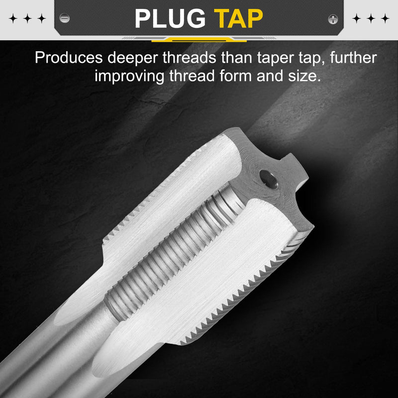 uxcell Hand Plug Tap M25 x 1.5 H2 Metric Thread Plug Style Taps Straight Flute Screw Tapping Threading Tool High Speed Steel HSS6542