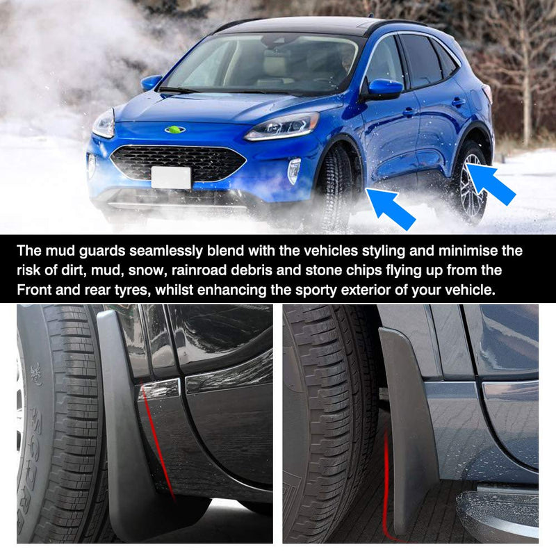 Autorder Mud Flaps Splash Guards for Ford Escape 2020 2021 2022 2023 2024 2025 Accessories Mudflap Fender Flares Front and Rear Mud Guard Set 4PCS (Not for ST-Line Models) 2020-2025 Ford Escape