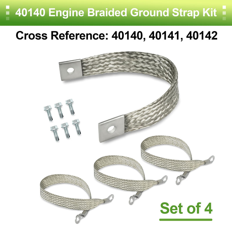 4Pcs Heavy Duty Engine Braided Ground Strap Battery Starter Chasis Body Frame Grounding Wire Straps Kit 315 Amps 40140