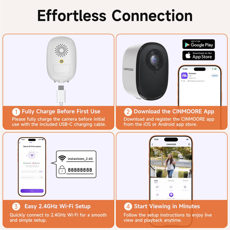 4MP 2.5K Wireless Window Camera, Rechargeable Indoor HD Home Security Camera, 2.4GHz WiFi, Full Color Night Vision, AI Motion Detection, Anti-Glare, No Wiring, Static Cling Mount No Residue 1 Camera