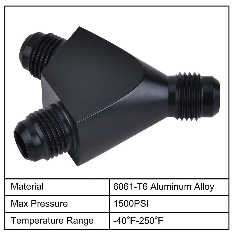 EVIL ENERGY 6AN Y Block Flare Fitting Adapter Union Splitter Black 3 × 6AN