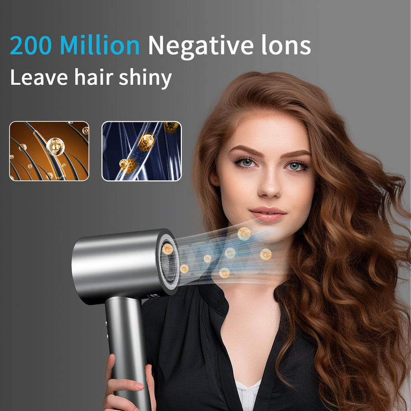 Hair Dryer Hairdryer Hairdryers for Women Ionic Hair dryers 1500W | Hair Dryer Hairdryer Hairdryers for Women HD Display Temperature Touchscreen Low Noise Ion Hair Dryer 4 Temperature Settings Grey