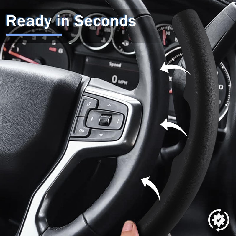 Steering Wheel Cover for Chevy Silverado 1500 2019-Present/ 2500 3500 2020-Present/Blazer 2019-Present (Gasoline Models)/ Suburban Tahoe 2021-2024, Car Steering Wheel Cover Accessories for Chevrolet Black Leather For Silverado 1500 2019-Now