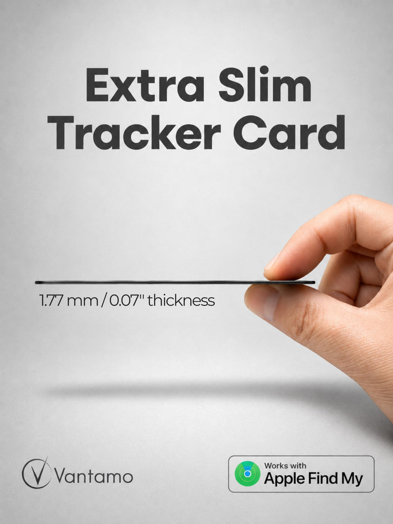 Vantamo Ultra-Thin Wallet Tracker Card, Apple MFi Certified, IP68 Waterproof Bluetooth Smart Card Wallet Tracker & Passport, Works with Apple Find My, Wireless Charging, iOS Only Credit Card without Pattern