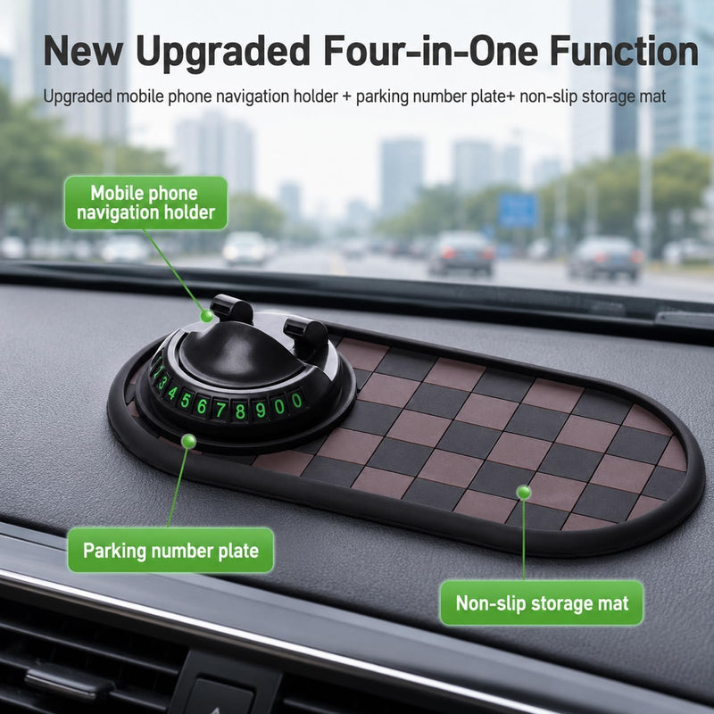 3-Pack Car Anti Slip Mat Phone Holder, PVC Car Dashboard Non-Slip Pad Set | 1 large dashboard anti-slip mat + 2 carbon fiber sunglass holder pads, PVC design, anti-slide during sudden brake