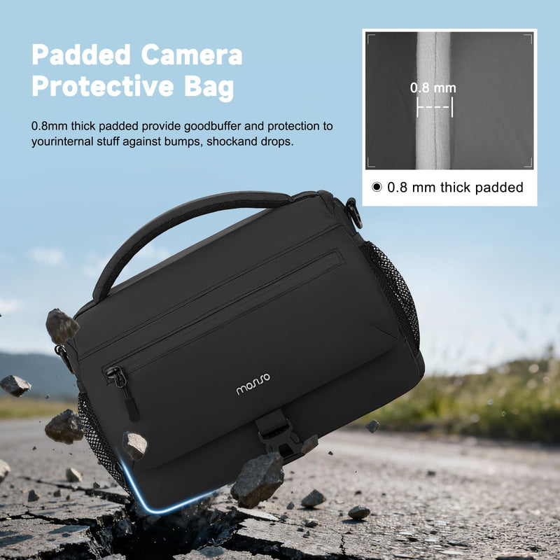 MOSISO Camera Bag for Photographers, Camera Sling Bag Crossbody Bags, Black | DSLR/SLR/Mirrorless Cameras, Waterproof Padded Camera Case with Bottom Tripod Holder&Rain Cover for Canon/Nikon/Sony