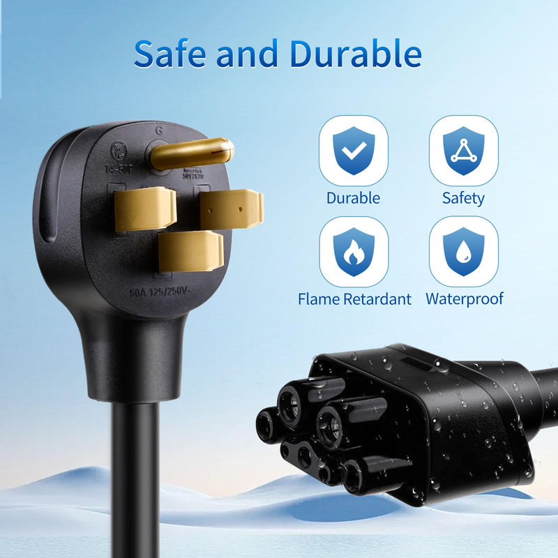 Tesla NEMA 14-50P Adapter, 250V 50 AMP NEMA 14-50P Adapter for Tesla Gen 2, Heavy-Duty 17.5mm Cable, Fast Charging for Tesla Model S, 3, X, Y - Safe and Durable 14-50P 11"