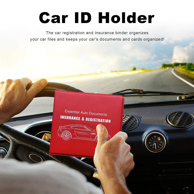 4PCS Car Registration Insurance Holder, Vehicle Glove Box Car Organizer with Magic Tape Closure, Driver License Keeper for Cars, Car Accessories (Big Car, Red Big Car, Red 4 PCS