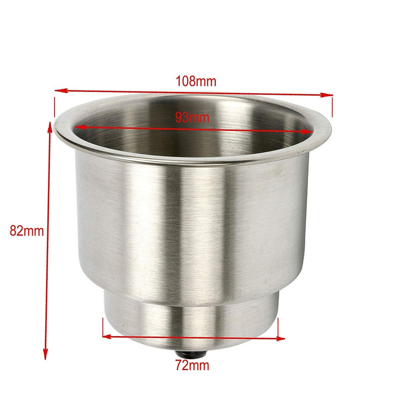 Amarine Made Stainless Steel Cup Drink Holder with Drain Marine Boat Rv Camper (6-Pack)