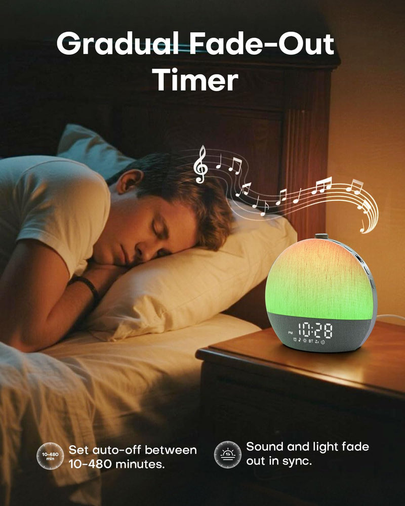 Sunrise Alarm Clock, White Noise Sound Machine, Sunlight Alarm Clocks for Bedrooms, 9 Natural Wake Up RGB Night Light, 30 Soothing Sounds for Heavy Sleepers, Baby, Kids, Adults Gifts