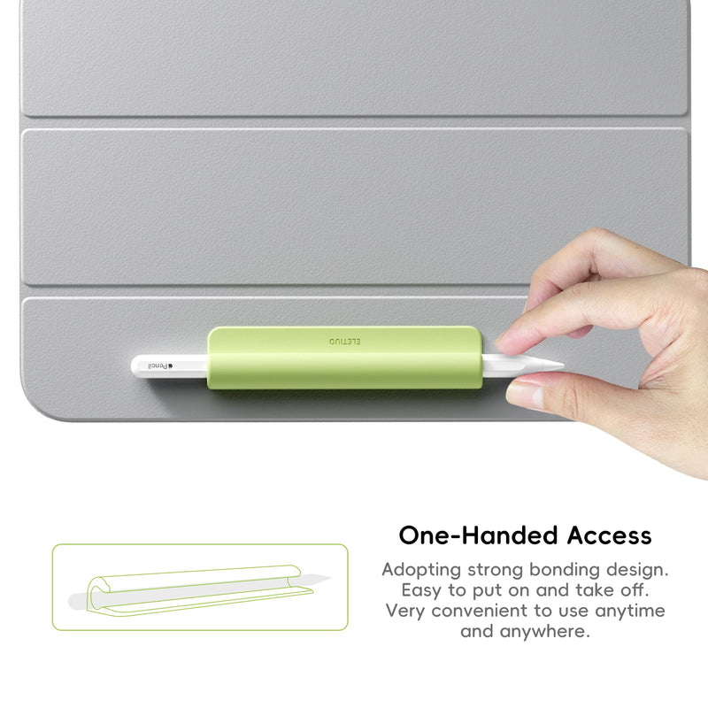 ELETIUO Silicone Pencil Holder Sleeve,Compatible with Apple Pencil (USB-C),Apple Pencil 1st/ 2nd Generation,Strong Adhesive Sticky Attached to iPad Case for Stylus Pens and Most Pens,Green Green