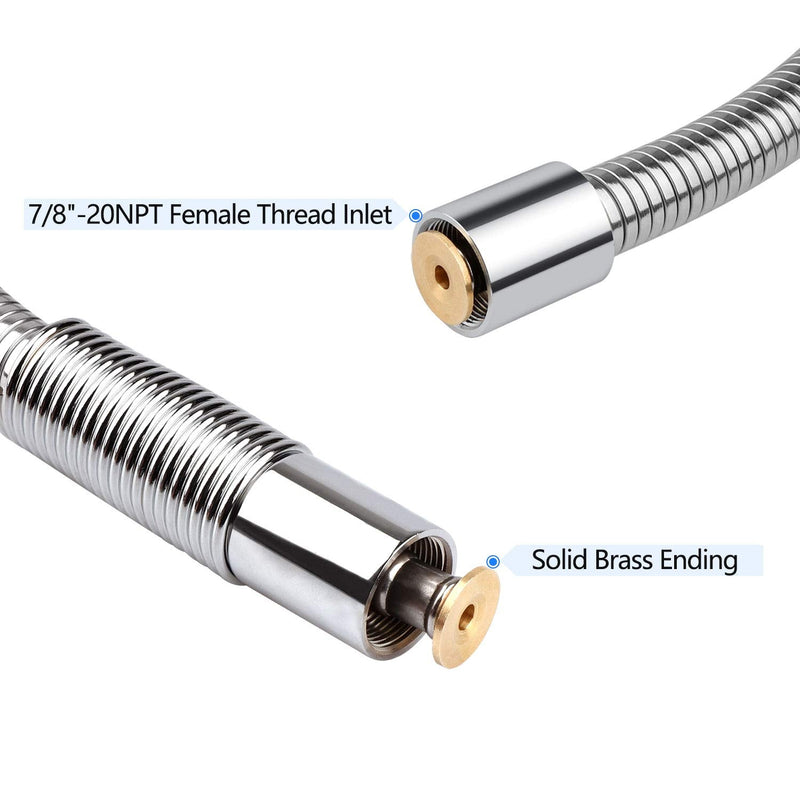COOLWEST 38 Inch Flexible Stainless Steel Hose Replacement Kit for All Brand Commercial Pre-Rinse Kitchen Sink Faucet (96CM 38") 38inch Hose