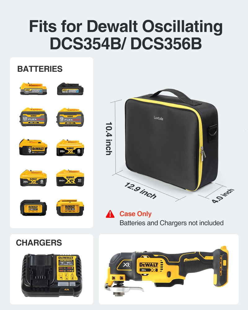 Luxtude Hard Tool Case for DEWALT 20V MAX XR Oscillating Multi-Tool DCS354B/ DCS356B, Portable Storage Cases Carrying Holder Organizer for DEWALT 20V MAX XR Battery & Charger (Case Only)
