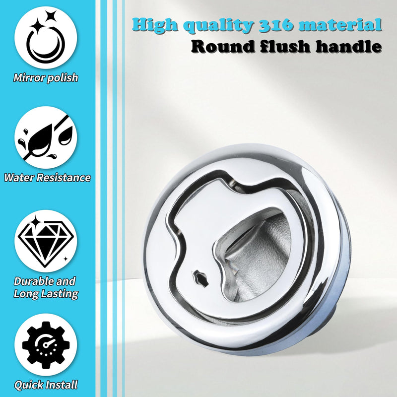 Boat Slam Latch 2" Deck Hatch Latch with Lift Handle Flush - Marine Grade 316 Stainless Steel, for RV, Boat, & Camper Trailer - Easy to Install, & Secure Locking Mechanism 1Pcs/2Pcs/Lock/Non-lock Lock 2Pcs