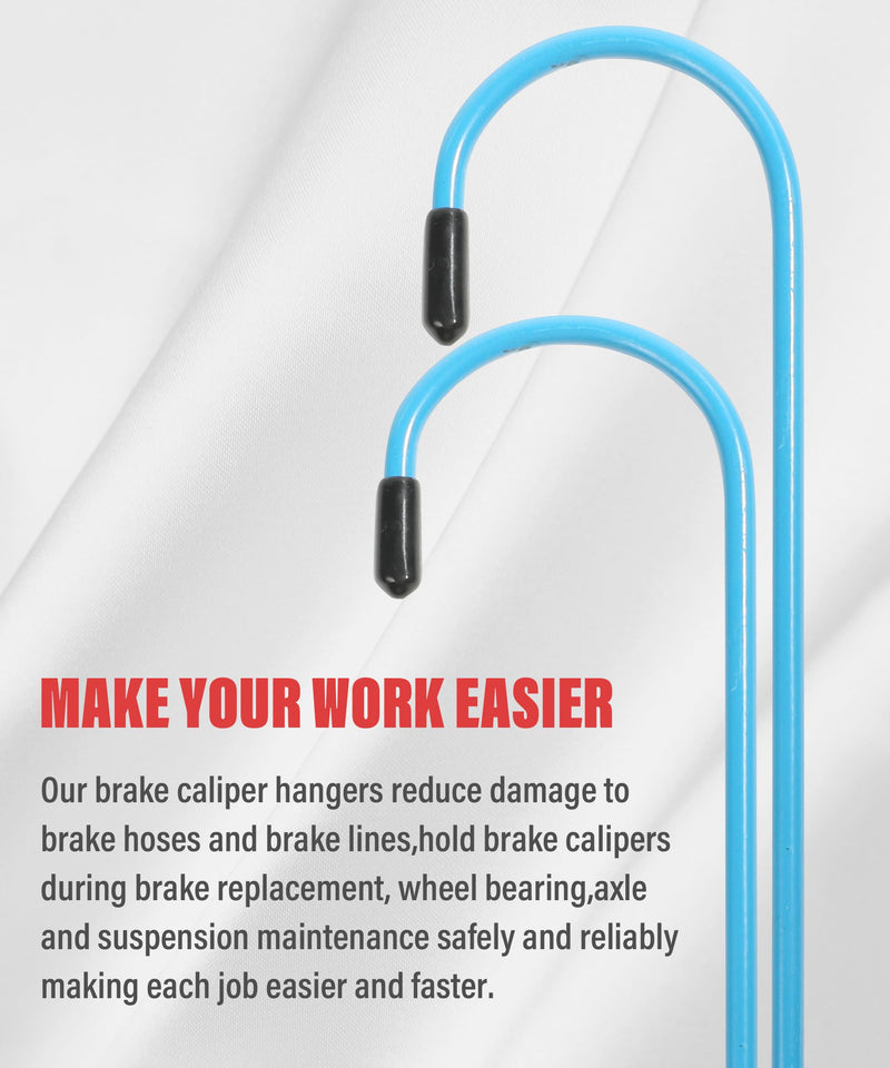 YAKEFLY 4 Pieces Brake Caliper Hanger Hooks with Rubber Tips,Stainless Steel Brake Caliper Hangers Brake Caliper Hooksr Set,Universal Automotive Tool for Braking, Bearing, Axle and Suspension Work