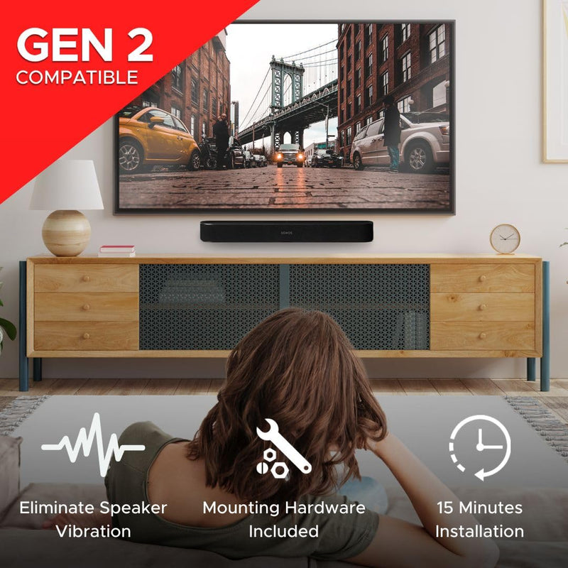 Sound Bass Soundbar Mount for Sonos Beam Compatible with Generation 1 & 2 Sonos Beam Sound Bar Includes All Necessary Mounting Hardware, Mounts Bracket, Black