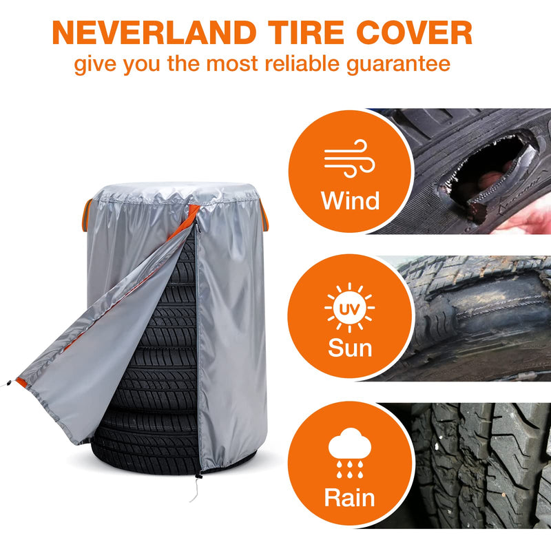 Neverland Large Tire Storage Cover, Seasonal Tire Covers for Storage Tire Storage Bag Tire Stack Covers Tire Bags for Set of 4 with Reflective Handle, Waterproof Dust-Proof（Fit 30 Inch Tire Diameter） M