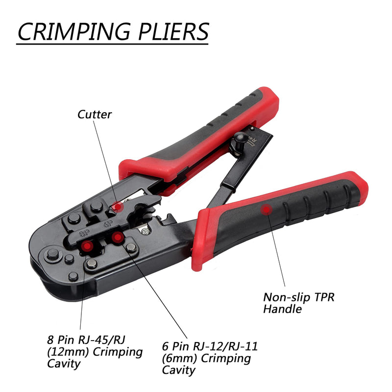 Network Tool Kit Professional Coax Crimper Tool Kit Coaxial Compression Stripping Tool Set Crimper Krone Punch Down Tool in a Zipper Case