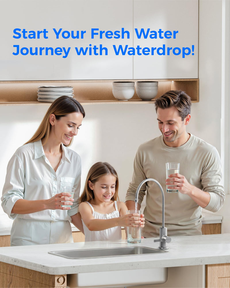 Waterdrop G2FCT-BN Drinking Water Faucet, Reverse Osmosis Faucet, Water Filter Faucet for Kitchen Bar Sink, Single Handle, Easy to Install, Lead-Free, Stainless Steel, Brushed Brushed Stainless Steel