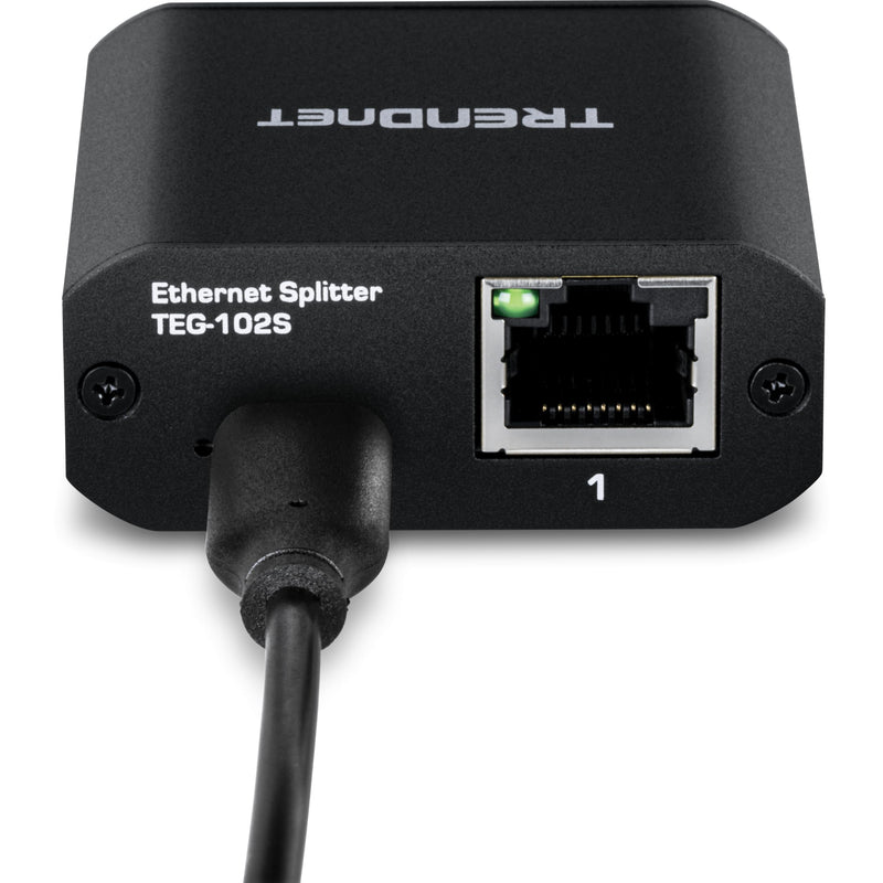 TRENDnet 2-Port Gigabit Splitter with USB Type C Power, TEG-102S, Splits One Network Connection Into Two, Ethernet Splitter, USB Type C Power Cable Included, NDAA & TAA Compliant