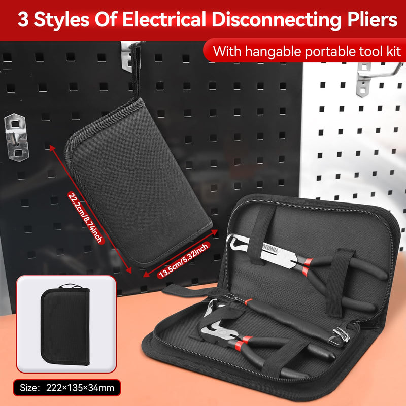 3PCS Automotive Wire Connector Removal Tool Kit - Electrical Disconnect Pliers Set Locking Tab Disconnect for Car Sensors, Wiring Harnesses, Ergonomic Non-Slip Handle