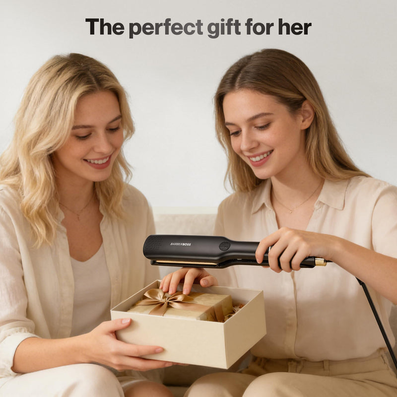 BarberBoss Hair Straighteners for Women, Ceramic Hair Straightener with Floating Plates, Negative Ionic & Keratin Technology, Adjustable Temperature, Professional Flat Iron for Straightening, QR-8422 | Negative Ionic, Keratin Care, Adjustable Heat, Pro...
