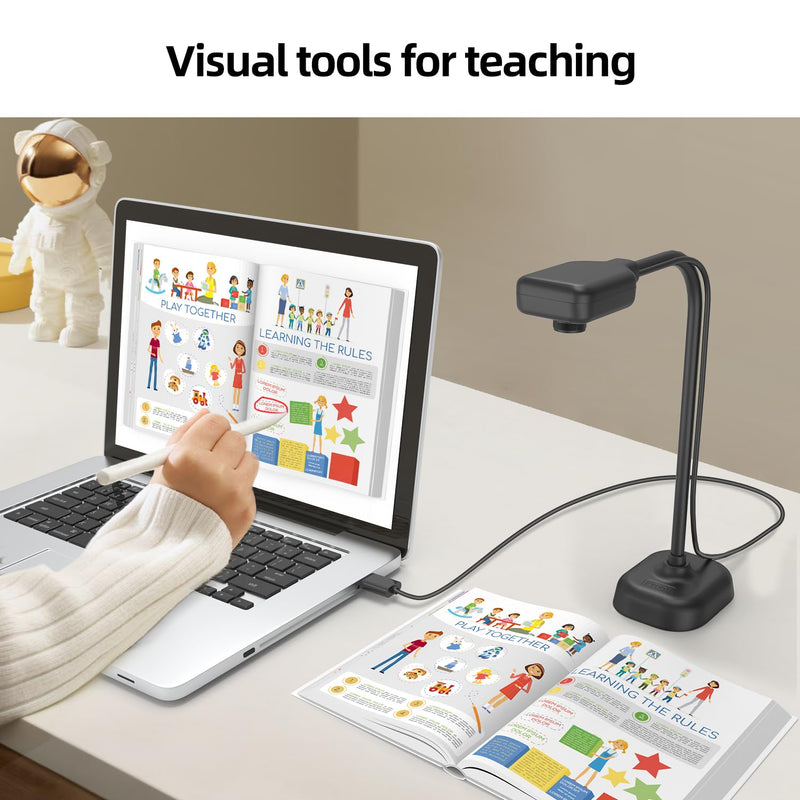 Document Camera for Teachers and Classroom, Gawervan USB Webcam/Doc Camera Built-in Mic— Mac OS, Windows, Chromebook Compatible for Live Demo, Web Conferencing, Distance Learning, Remote Teaching KB200