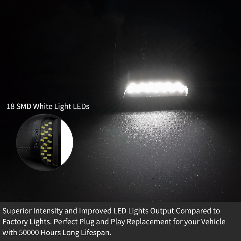 Full LED License Plate Light Tag Lamp Assembly Compatible with Chevy Silverado GMC Sierra 1500 2500 3500 Suburban Tahoe Yukon XL Cadillac Escalade EXT Black